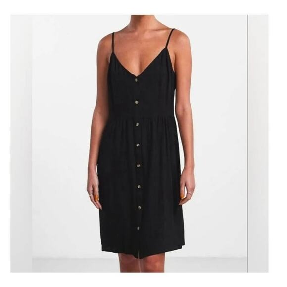 7 For All Mankind Dresses & Skirts - 7 For All Mankind Spaghetti Strap Button Front Midi Dress in black XL NWT